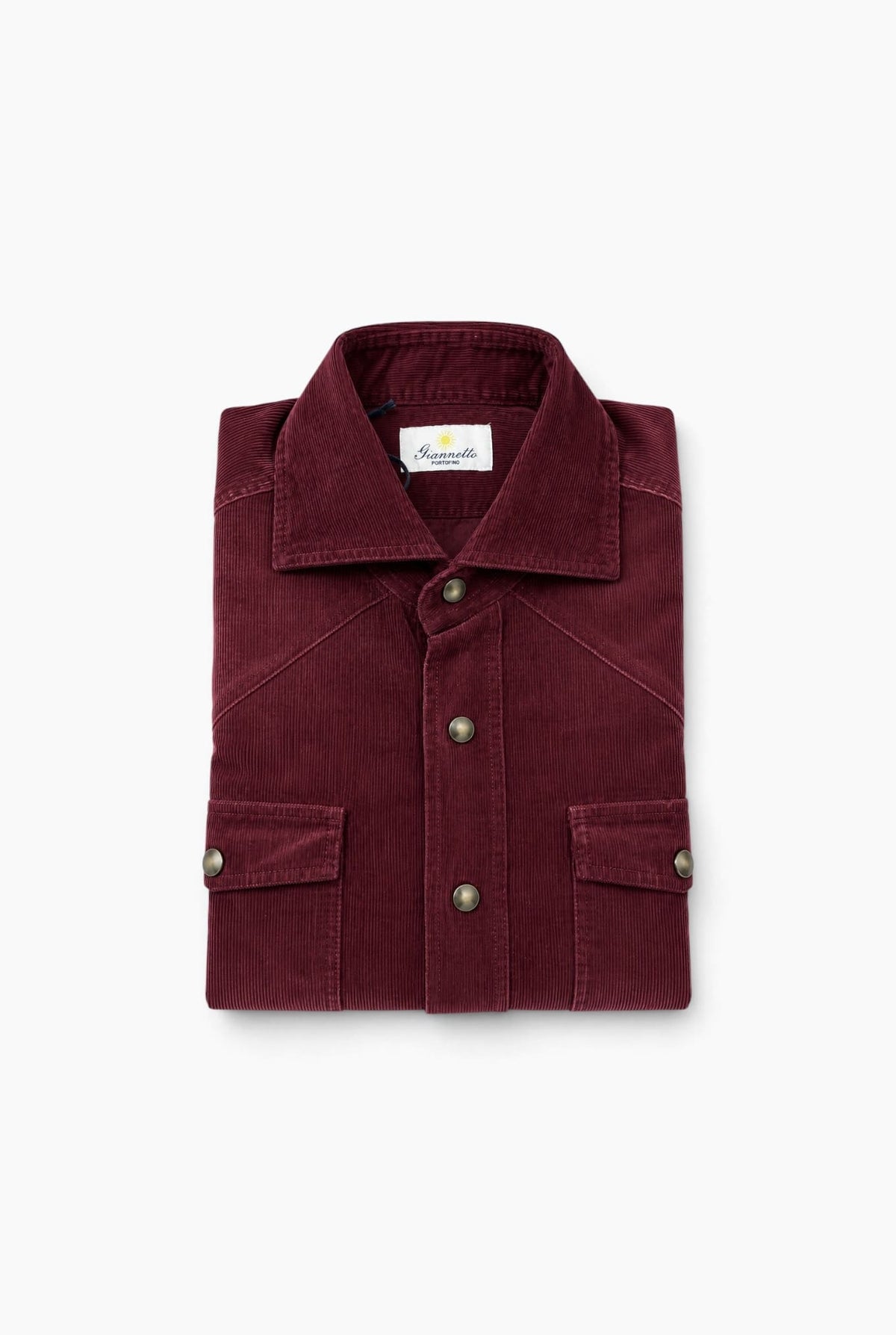 GIANNETTO PORTOFINO Camicia Velluto Sand Washed Rosso Vinaccia