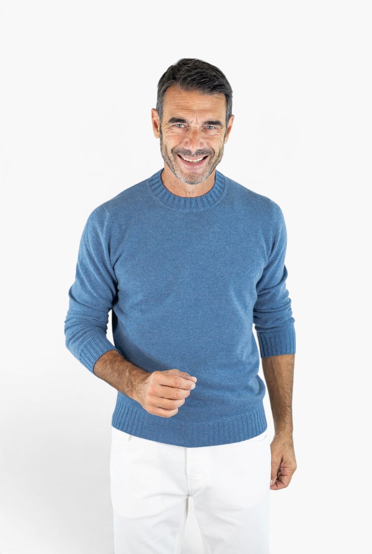 GUARINO Girocollo Cashmere Felted Azzurro