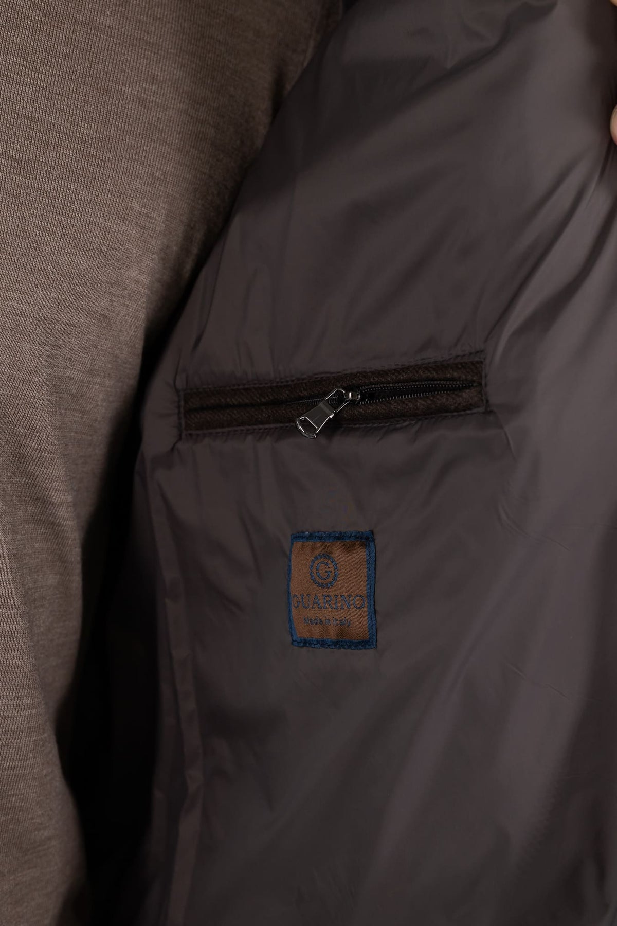 GUARINO Gilet Tessuto Loro Piana Storm System® Moro