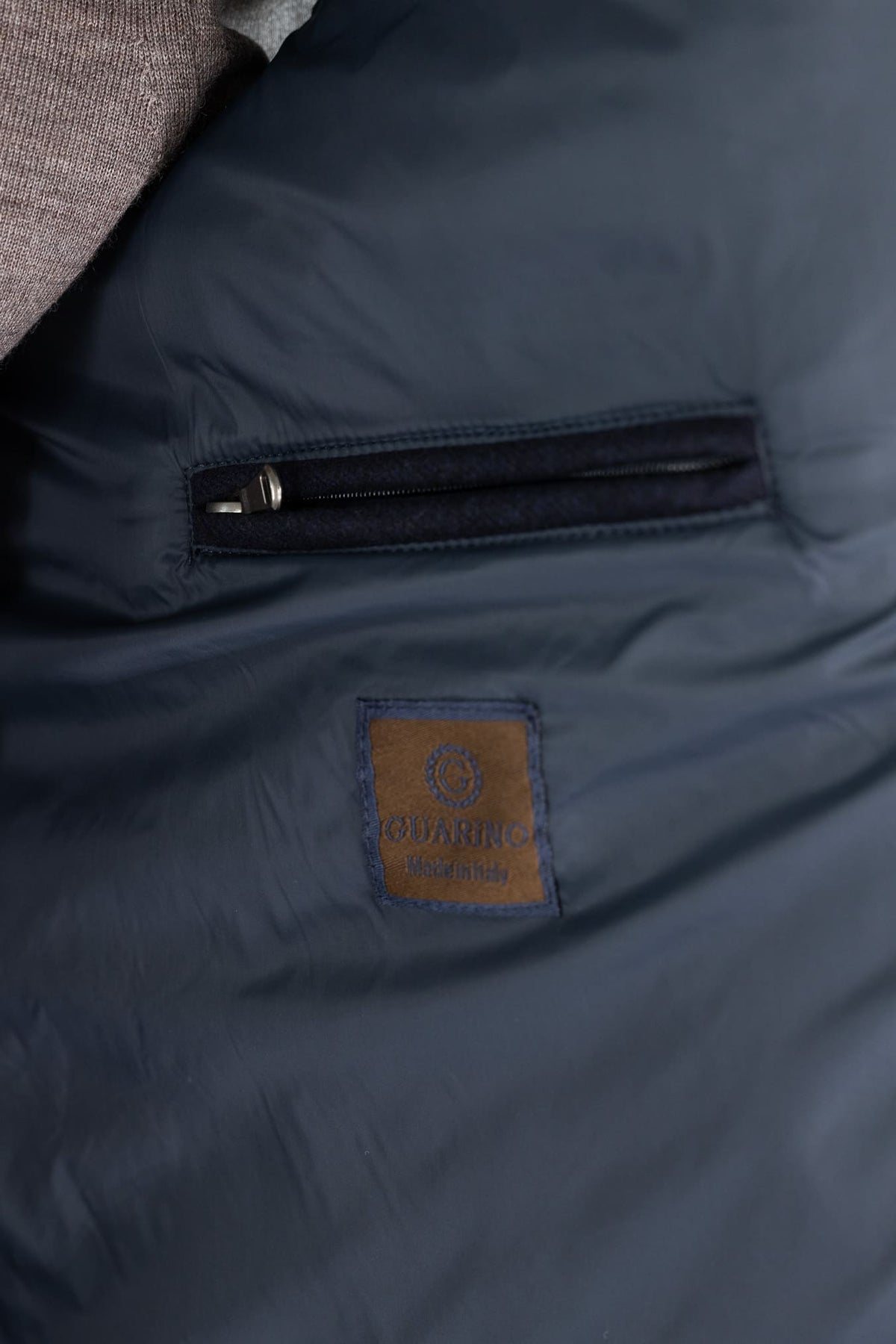 GUARINO Gilet Tessuto Loro Piana Storm System® Blu