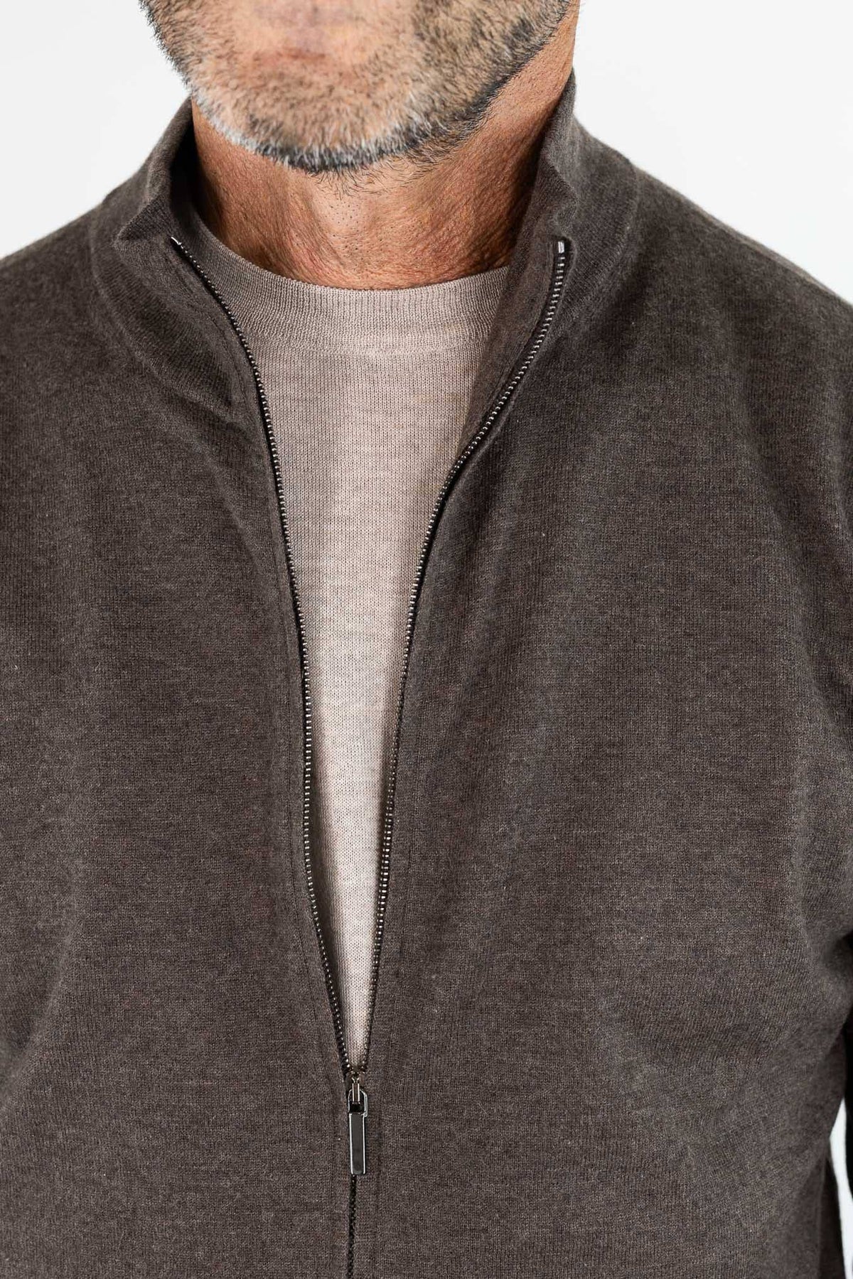 GUARINO Full Zip Cashlight Marrone Yak
