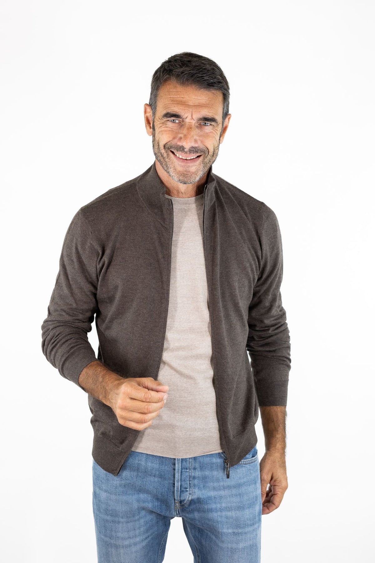 GUARINO Full Zip Cashlight Marrone Yak
