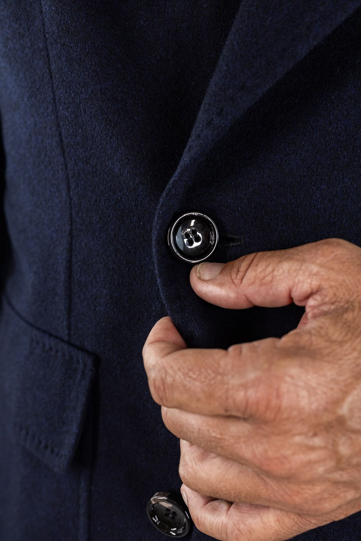 GUARINO Cappotto Doppiopetto Tessuto Loro Piana Blu