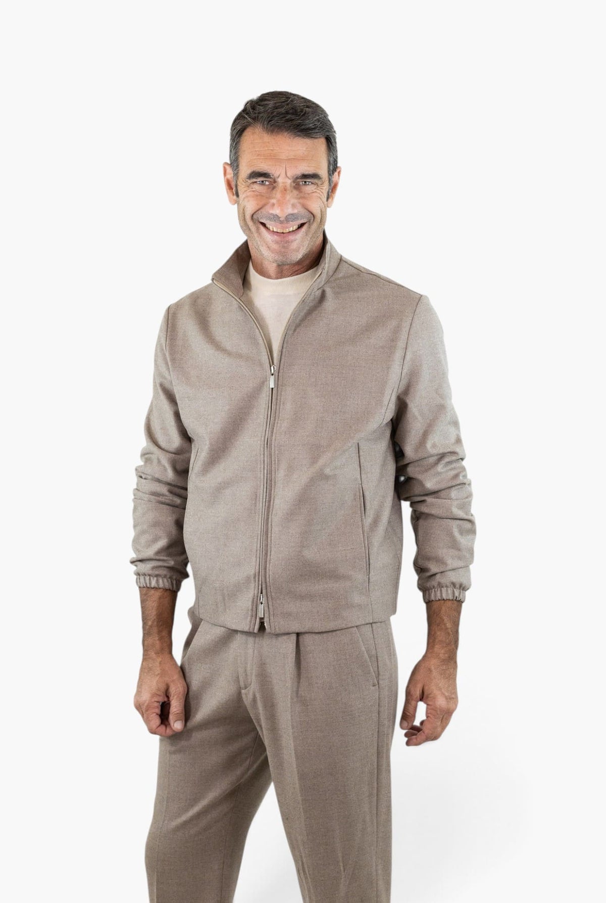 GUARINO Giubbino Tessuto Jersely® Loro Piana Taupe