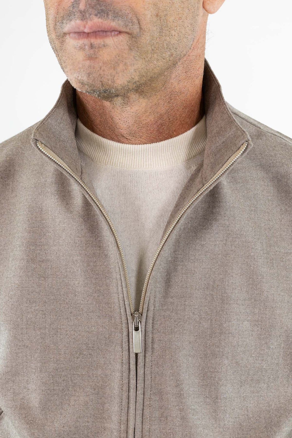 GUARINO Giubbino Tessuto Jersely® Loro Piana Taupe