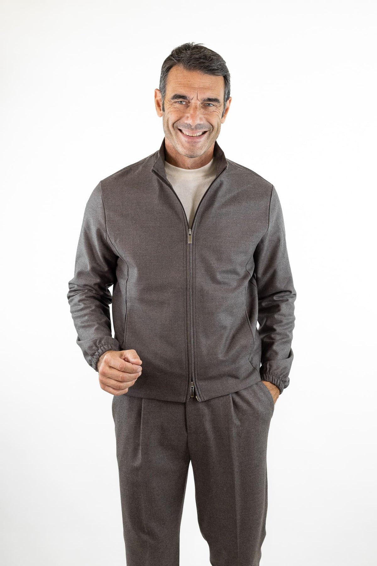 GUARINO Giubbino Tessuto Jersely® Loro Piana Tortora