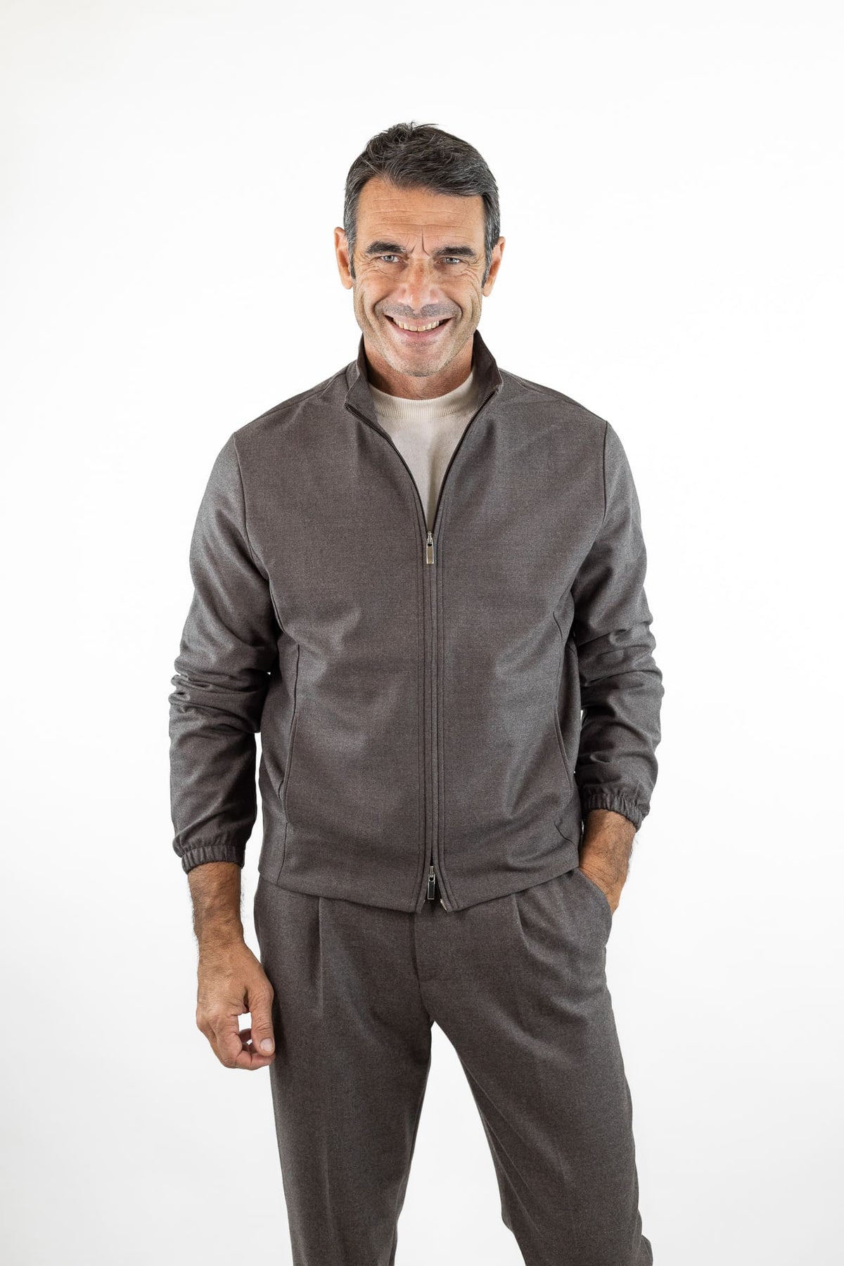 GUARINO Giubbino Tessuto Jersely® Loro Piana Tortora