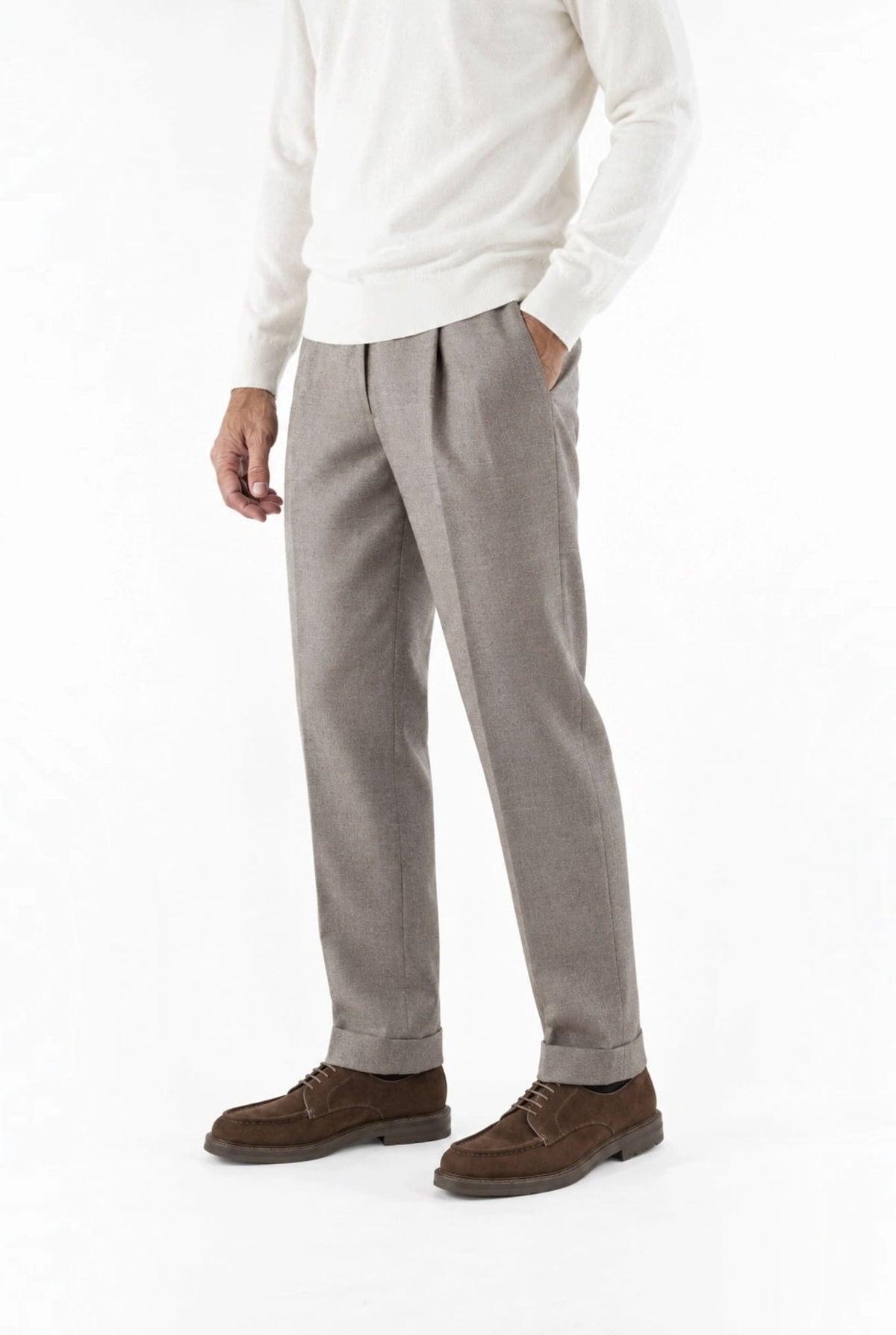 GUARINO Pantaloni Tessuto Jersely® Loro Piana Taupe