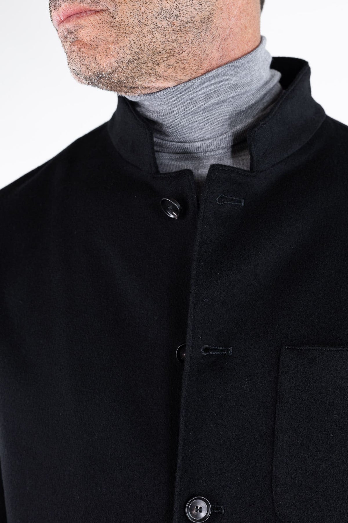 GUARINO Giacca Sportiva Cashmere Collo Coreano Nero