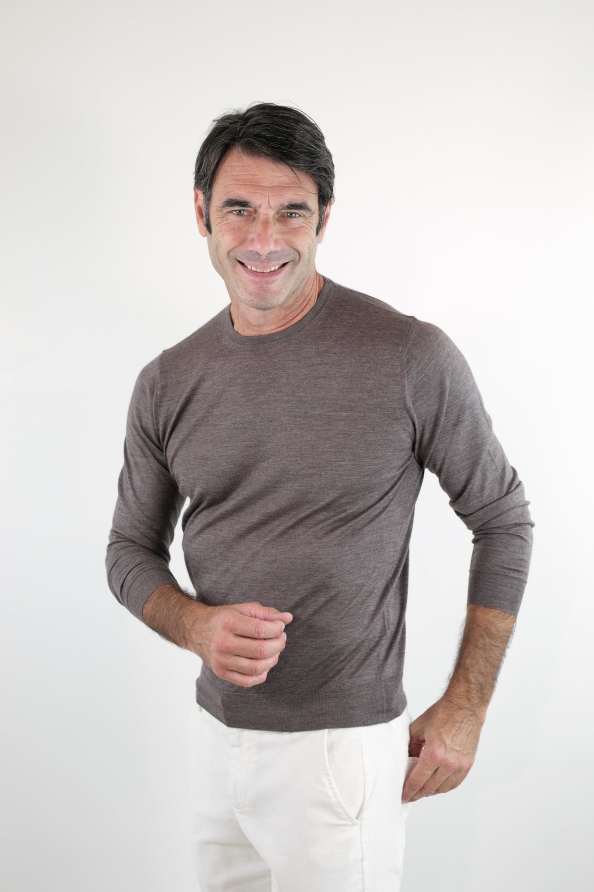 GUARINO Girocollo Cashmere Seta Superlight Noce
