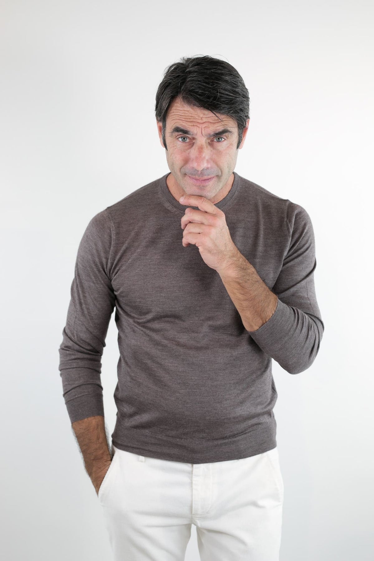 GUARINO Girocollo Cashmere Seta Superlight Noce