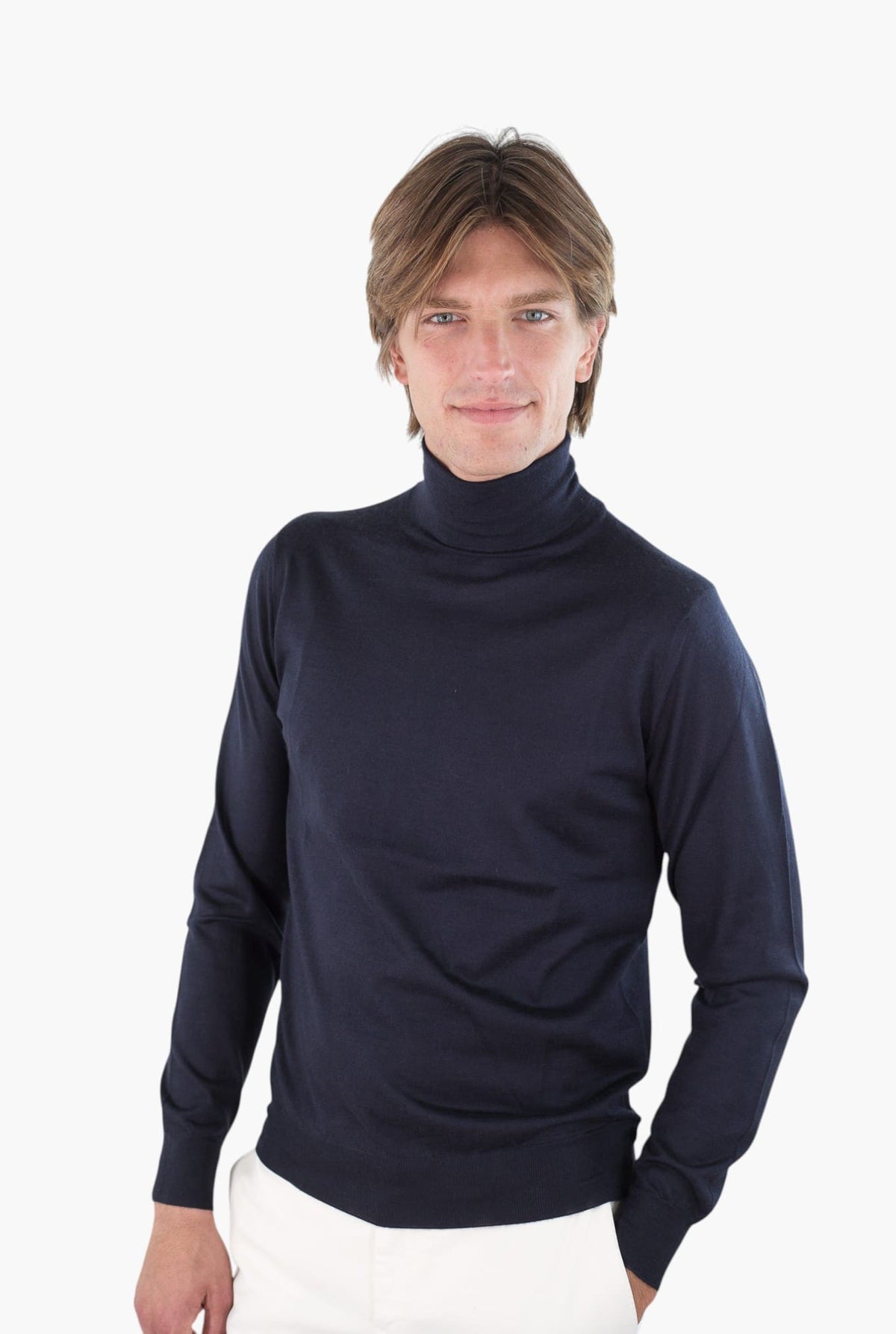 GUARINO Dolcevita Cashmere e Seta Superlight Blu Navy