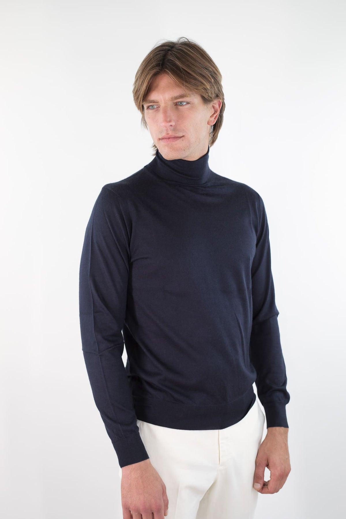 GUARINO Dolcevita Cashmere e Seta Superlight Blu Navy