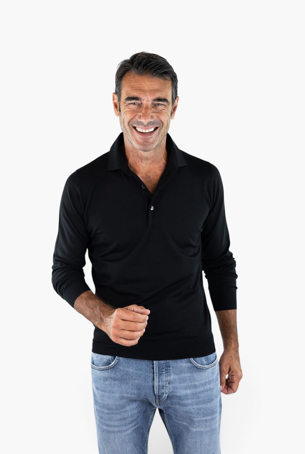 GUARINO Polo "Wish" Merinos 15.5 Micron Nero