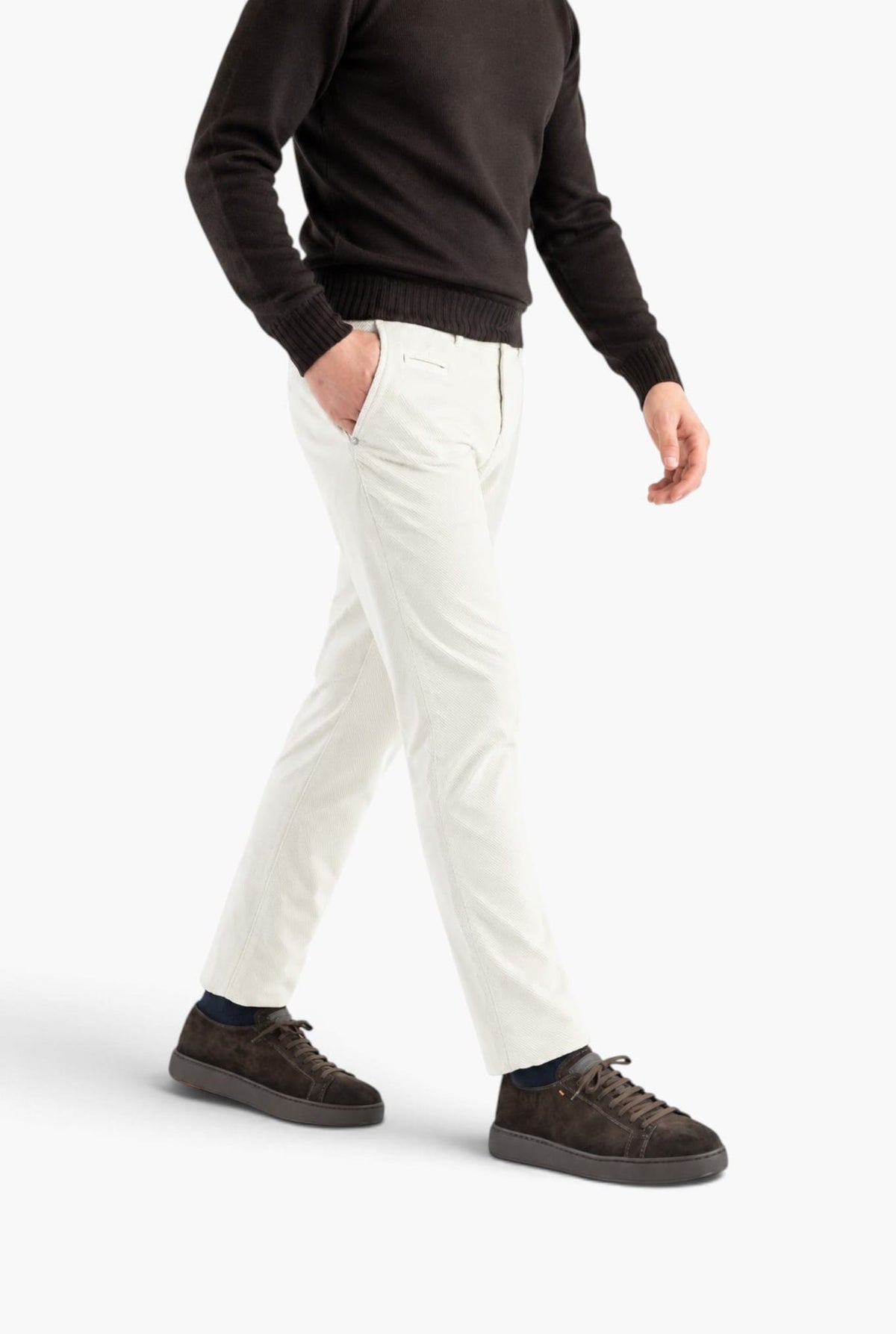JACOB COHEN Pantaloni "Bobby" Diagonale Velluto Panna