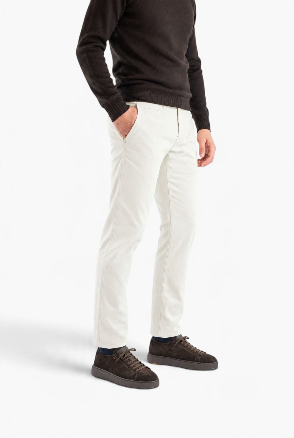 JACOB COHEN Pantaloni "Bobby" Diagonale Velluto Panna