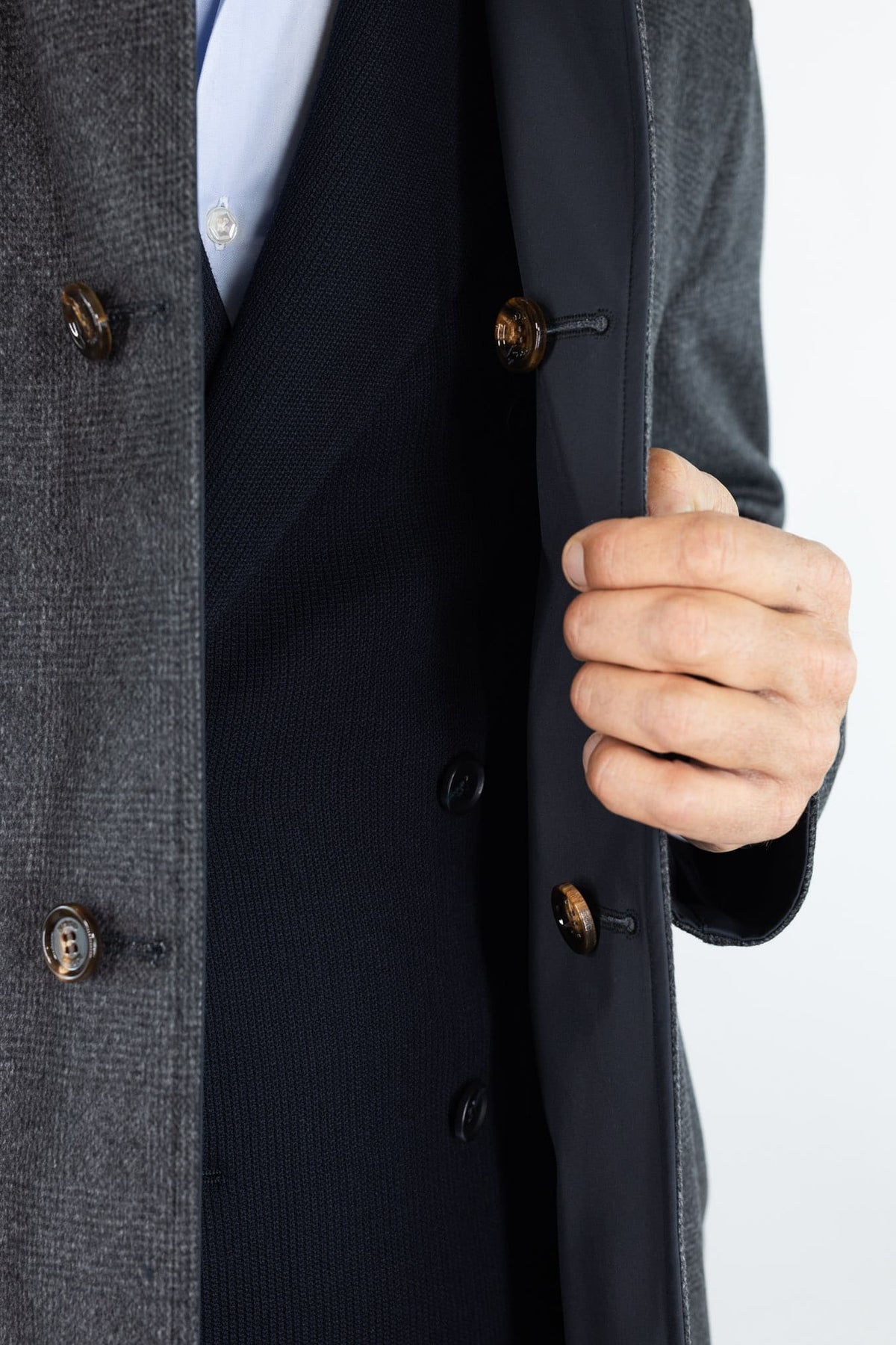 KIRED Cappotto Reversibile Principe di Galles Cashmere Nylon