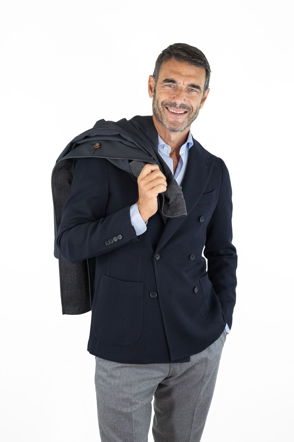 KIRED Cappotto Reversibile Principe di Galles Cashmere Nylon