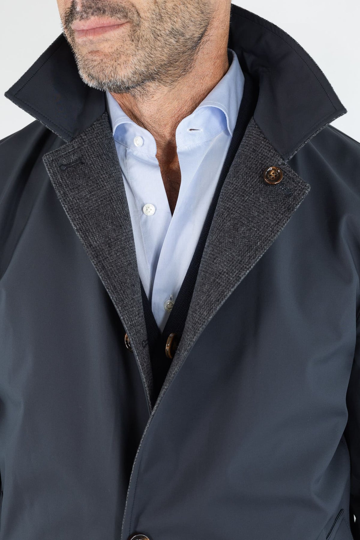 KIRED Cappotto Reversibile Principe di Galles Cashmere Nylon