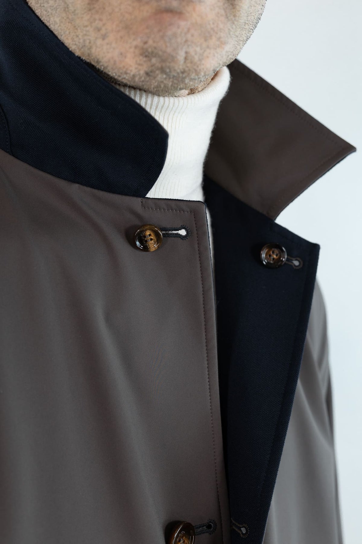 KIRED Cappotto Reversibile Lana Nylon Blu Marrone