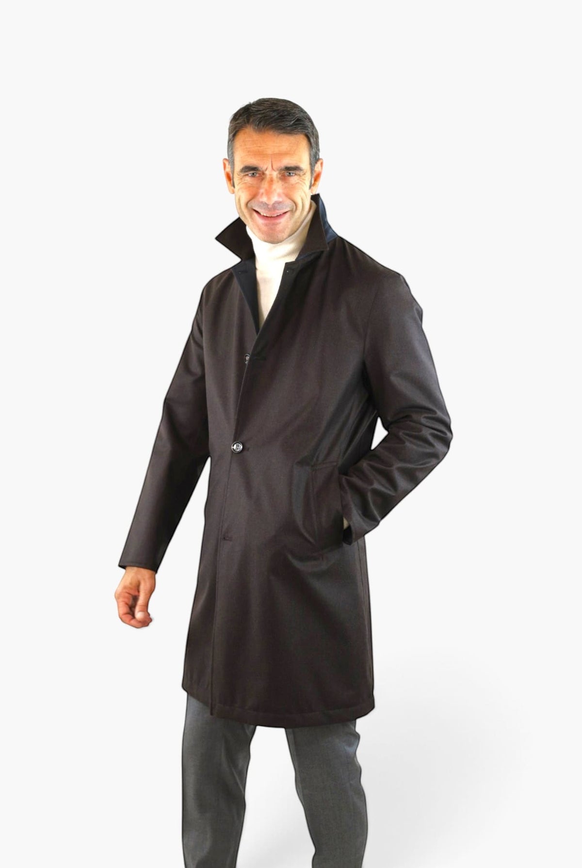 KIRED Cappotto Reversibile Lana Nylon Moro Blu