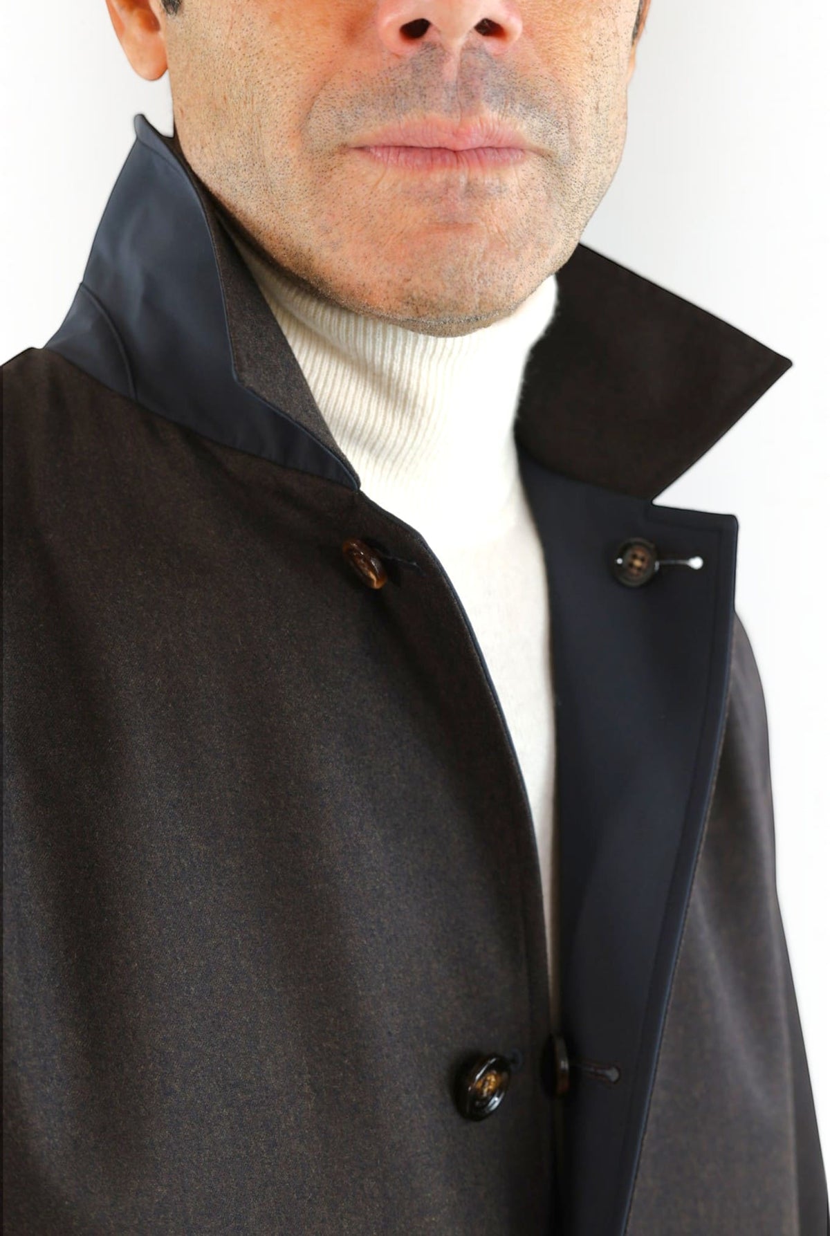 KIRED Cappotto Reversibile Lana Nylon Moro Blu