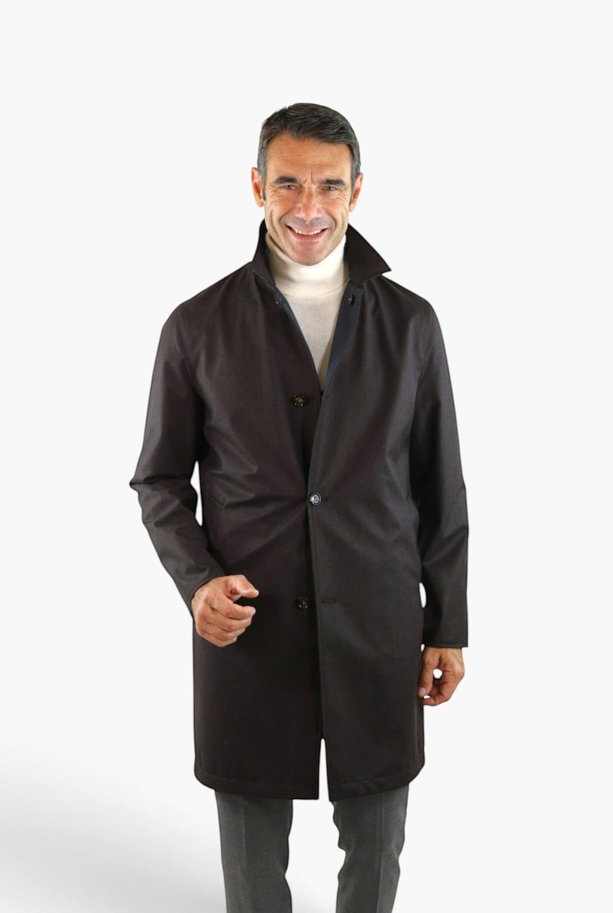 KIRED Cappotto Reversibile Lana Nylon Moro Blu