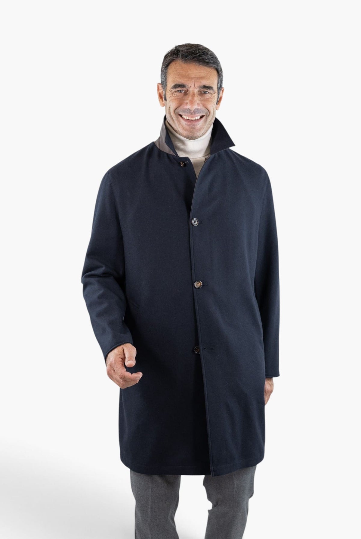 KIRED Cappotto Reversibile Lana Nylon Blu Marrone