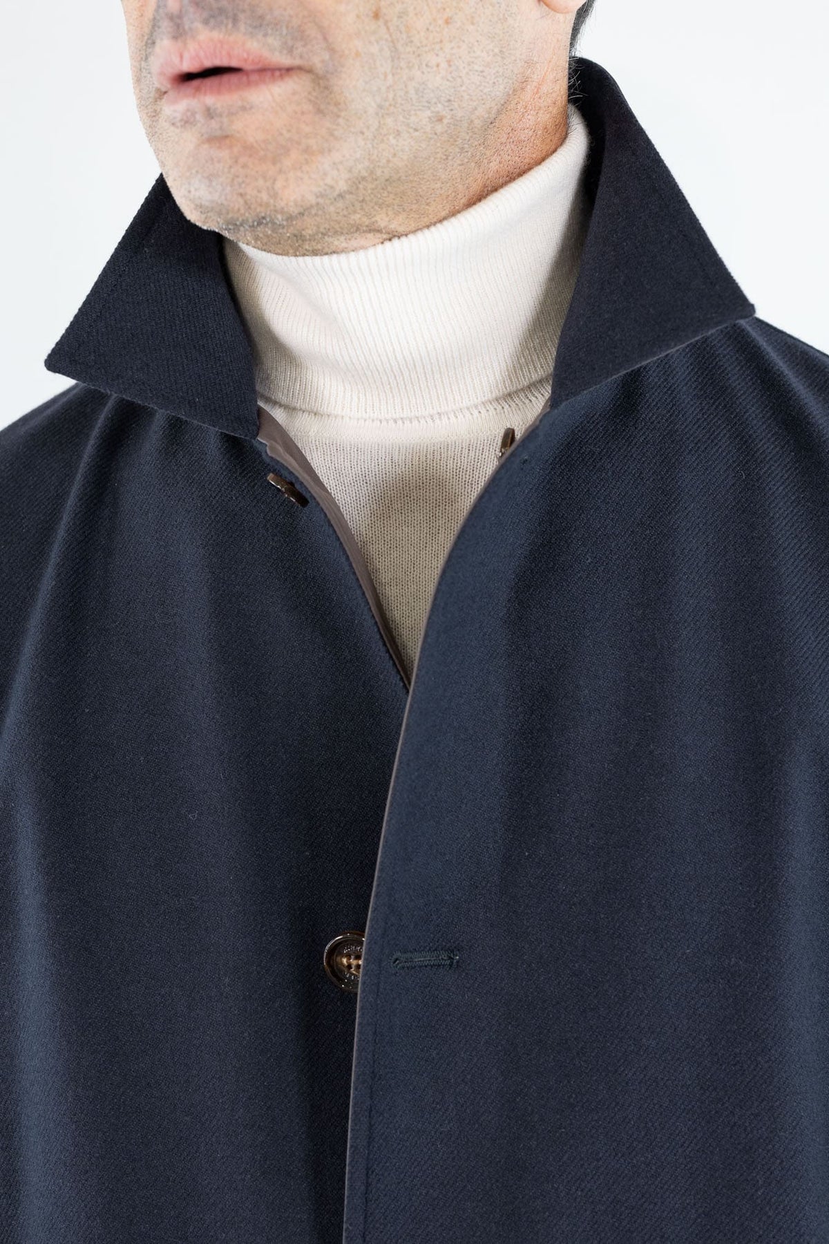 KIRED Cappotto Reversibile Lana Nylon Blu Marrone
