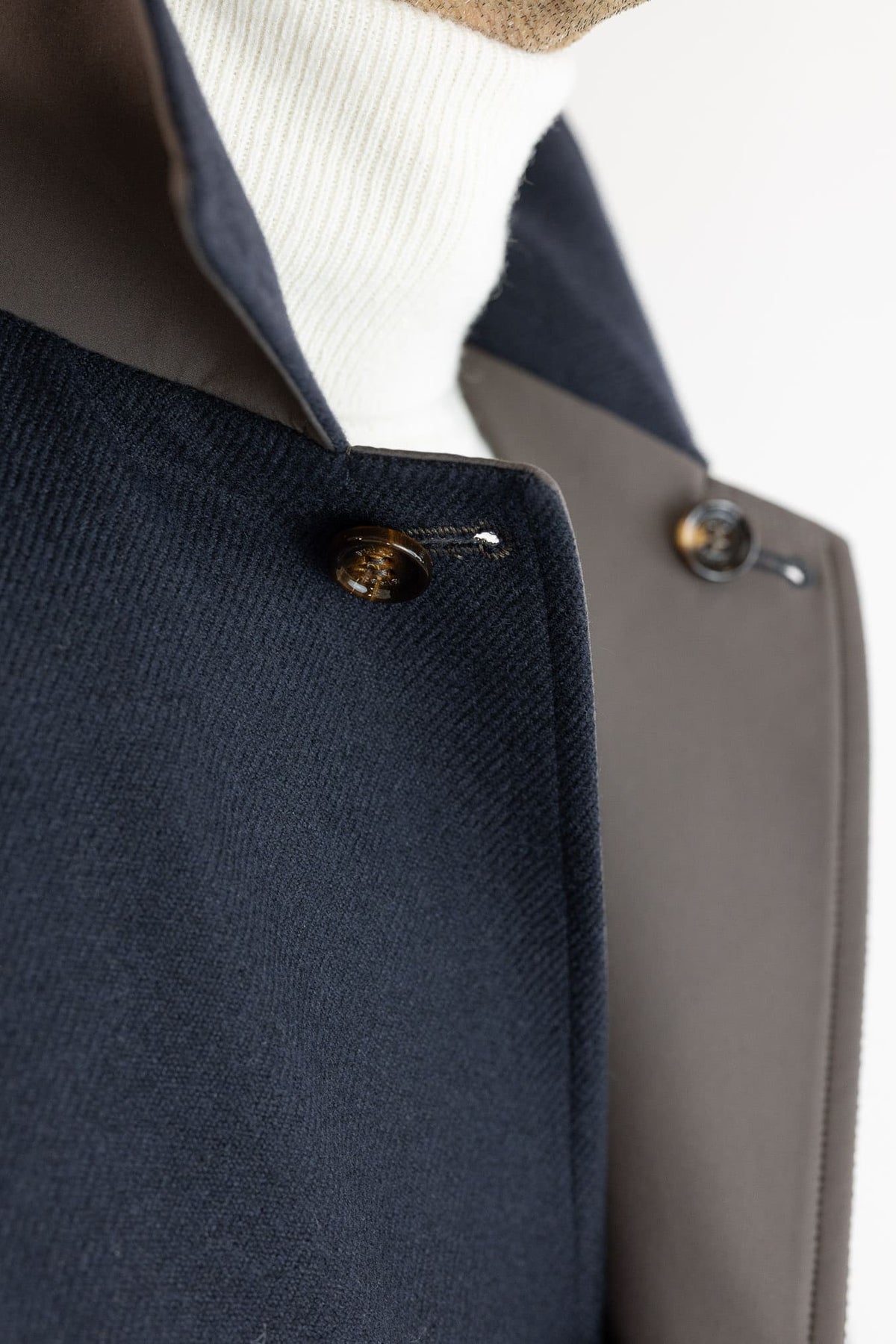 KIRED Cappotto Reversibile Lana Nylon Blu Marrone