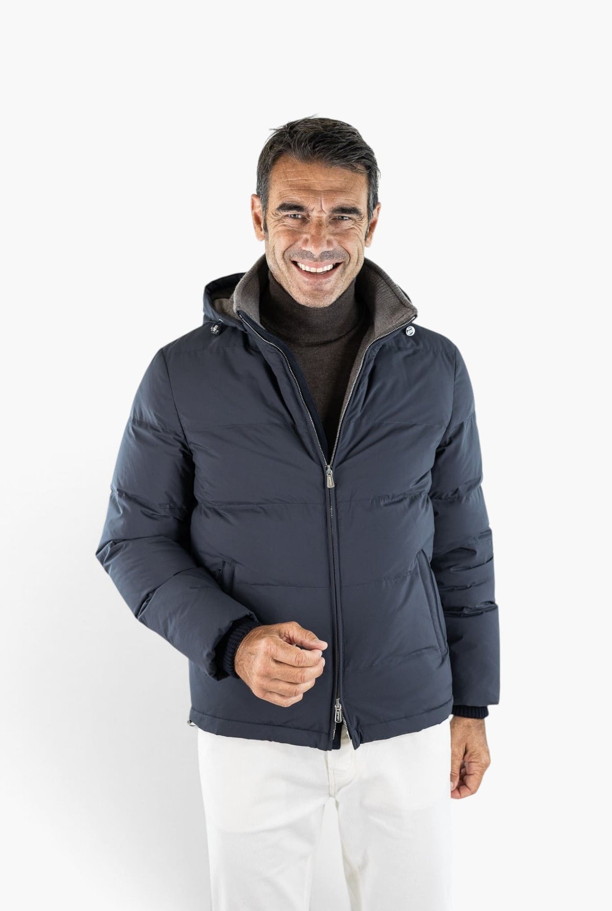 MANDELLI Piumino Cappuccio Foderato Cashmere Blu