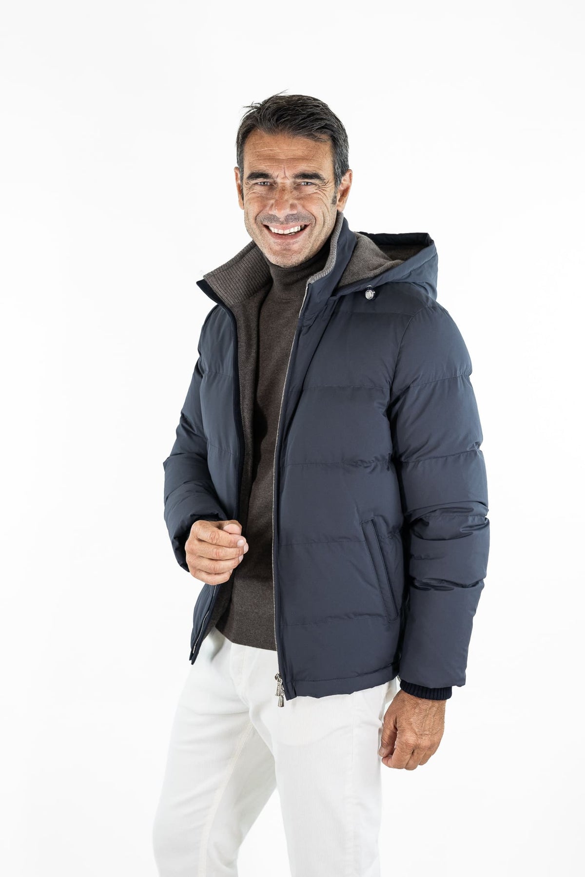 MANDELLI Piumino Cappuccio Foderato Cashmere Blu
