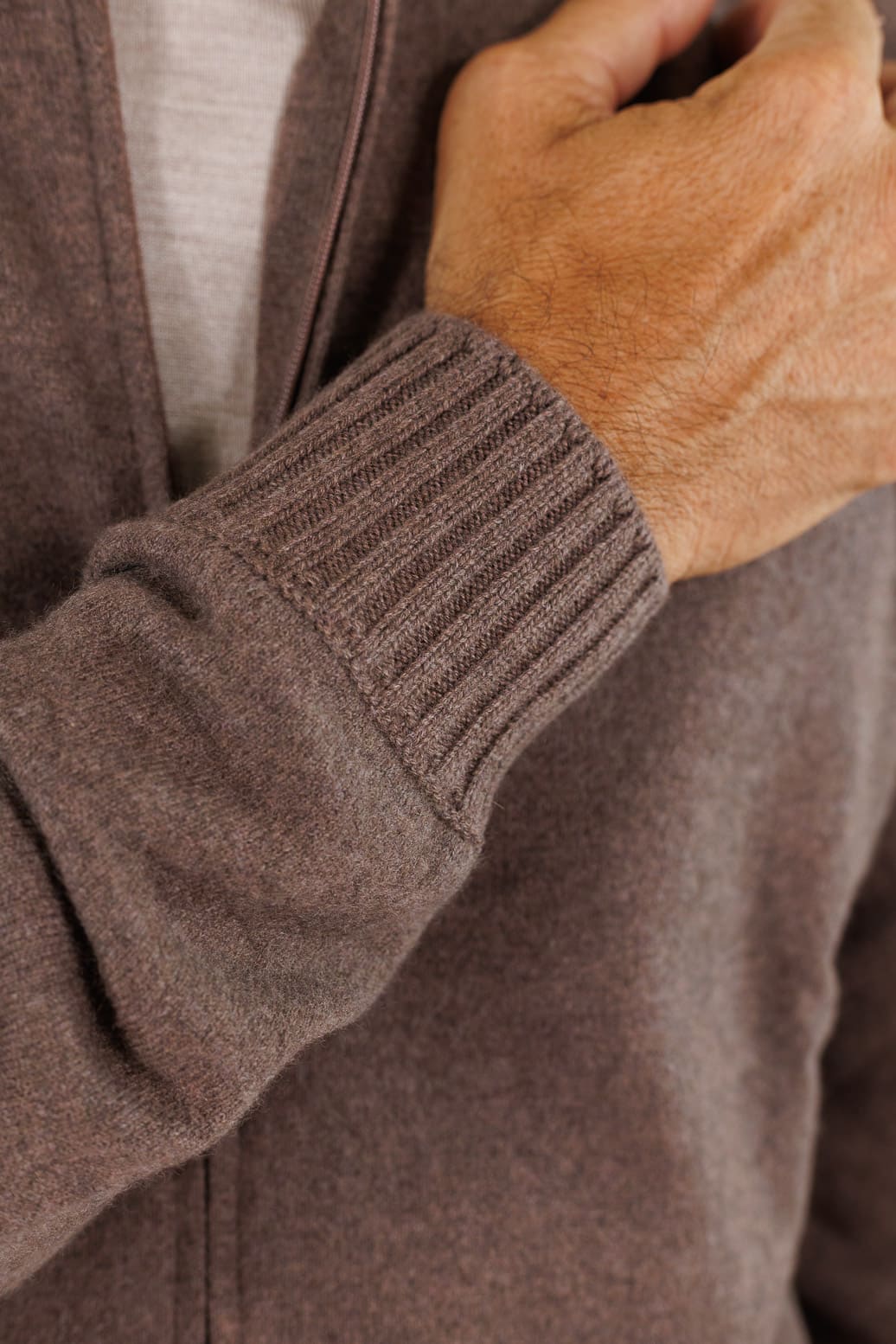 MANDELLI Maglia Full Zip Cashmere Tortora