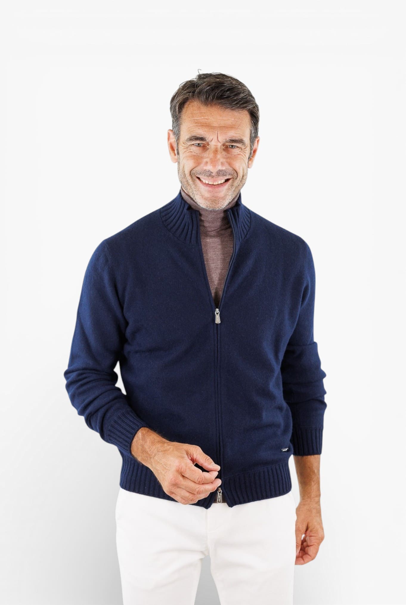 MANDELLI Maglia Full Zip Cashmere Blu Navy