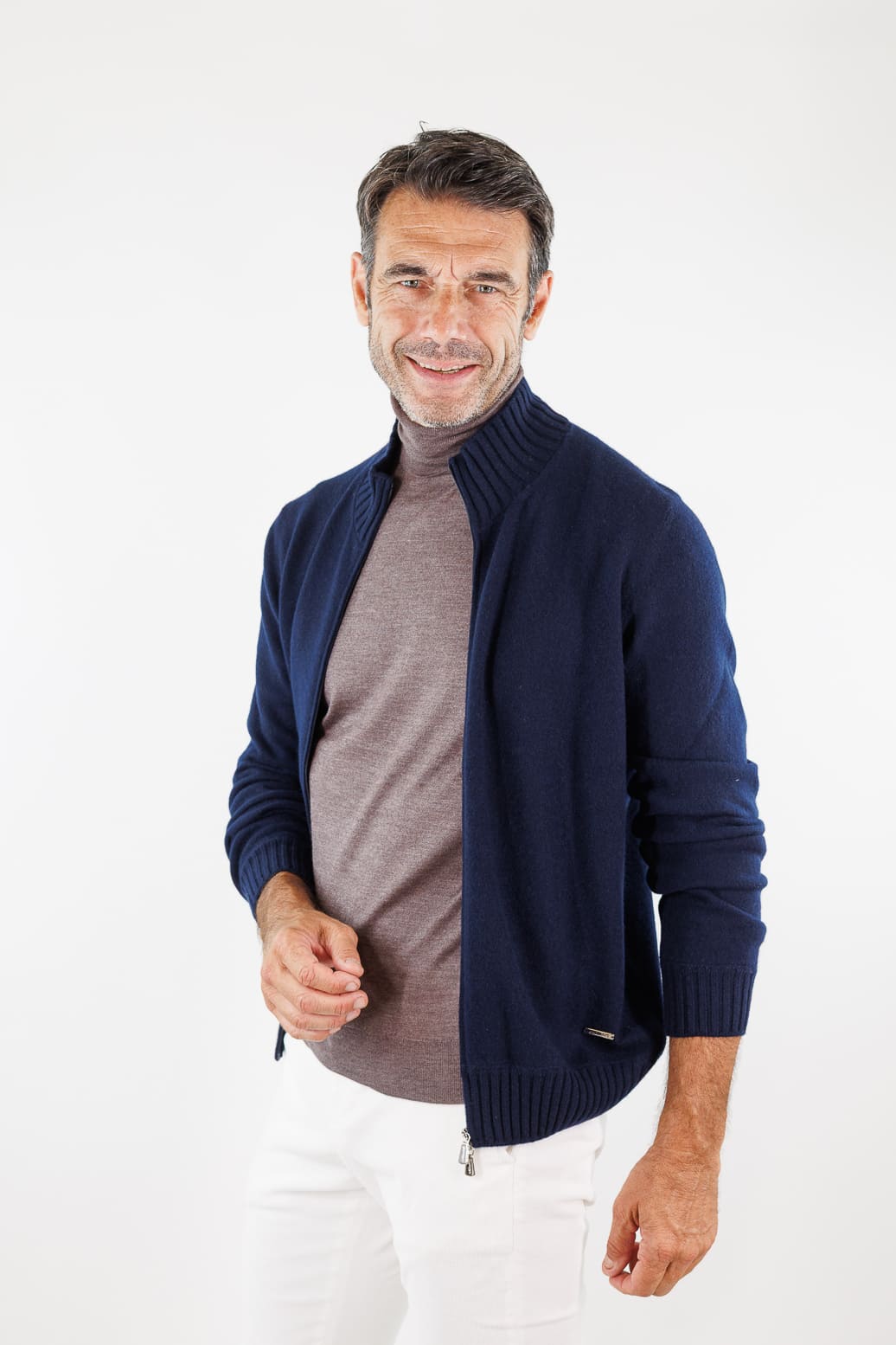 MANDELLI Maglia Full Zip Cashmere Blu Navy