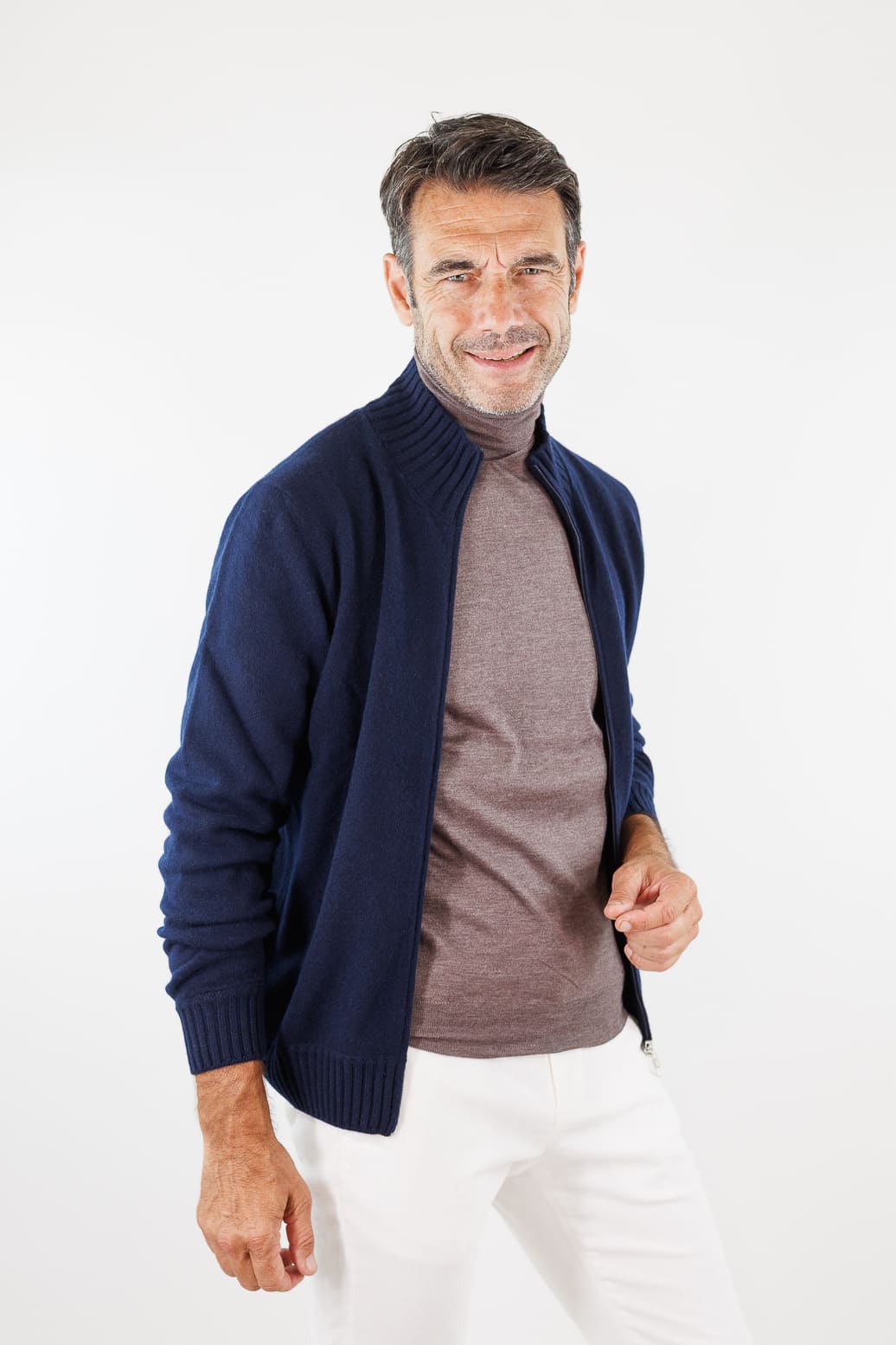 MANDELLI Maglia Full Zip Cashmere Blu Navy