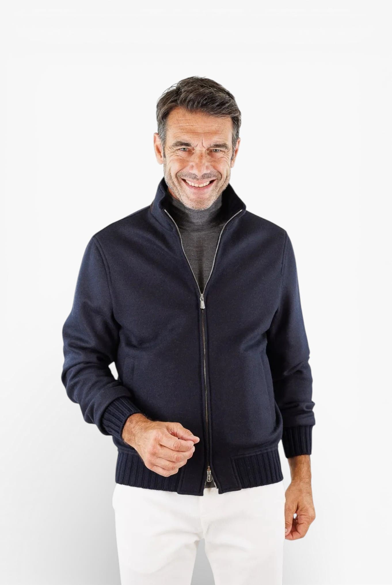 MANDELLI Giubbino Loro Piana Jersey Cashmere Blu