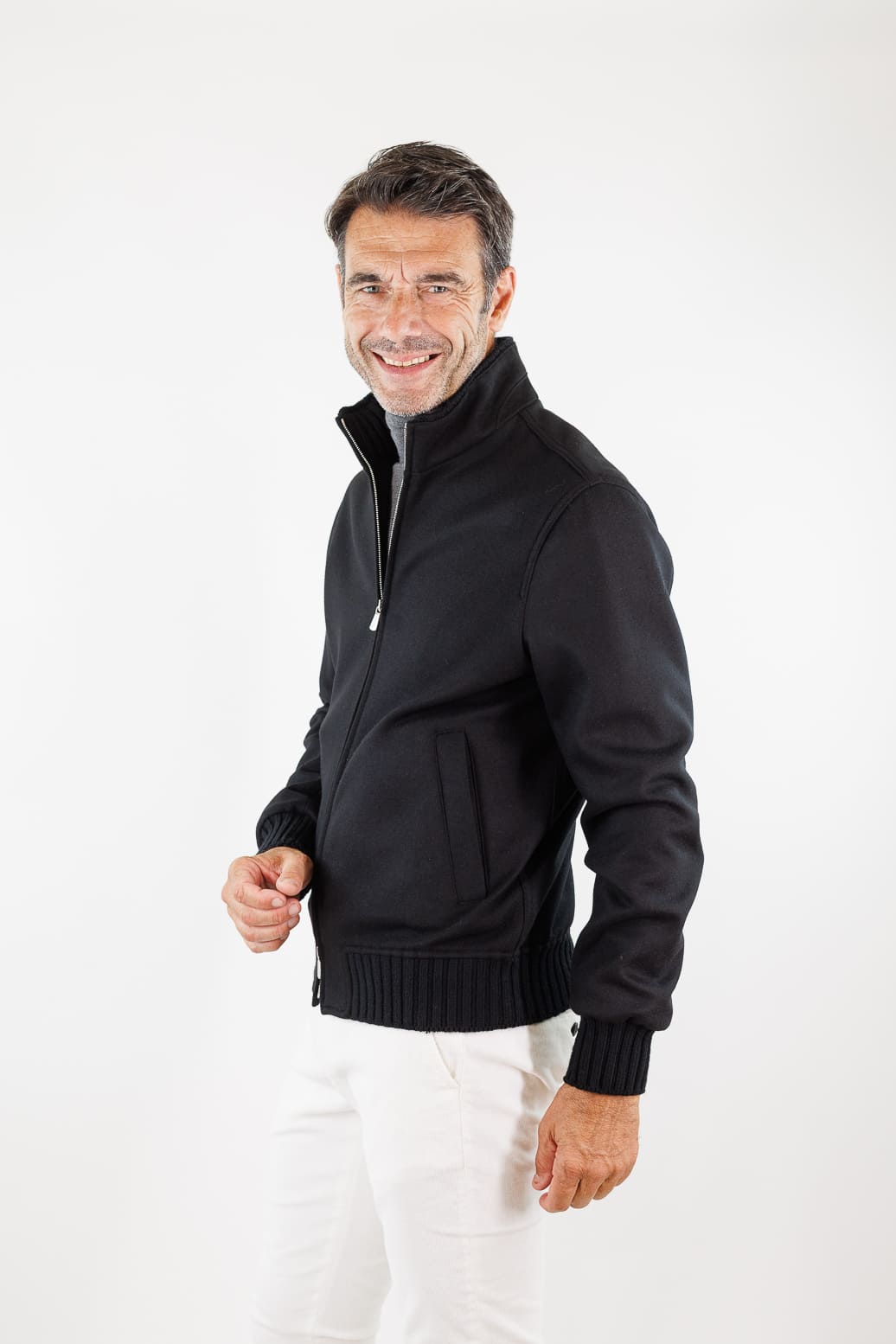 MANDELLI Giubbino Loro Piana Jersey Cashmere Nero