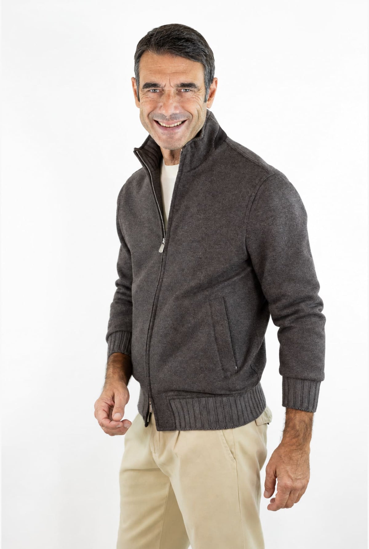 MANDELLI Giubbino Tessuto Loro Piana Cashmere Tortora