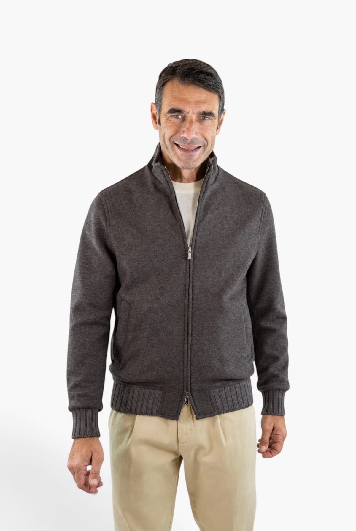 MANDELLI Giubbino Tessuto Loro Piana Cashmere Tortora