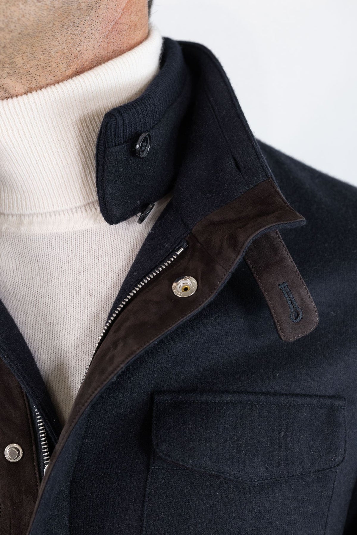 MANDELLI Field Jacket Jersey Cashmere Double Blu