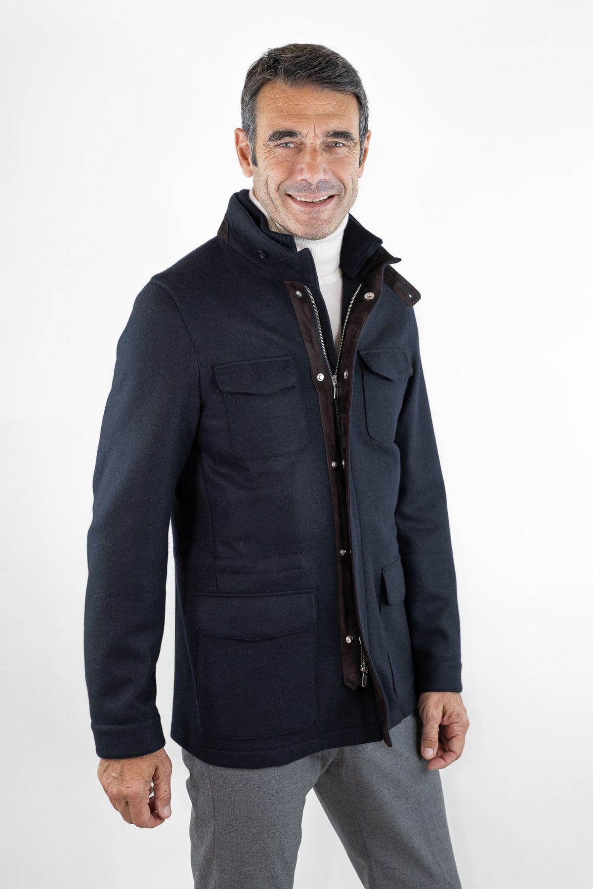 MANDELLI Field Jacket Jersey Cashmere Double Blu