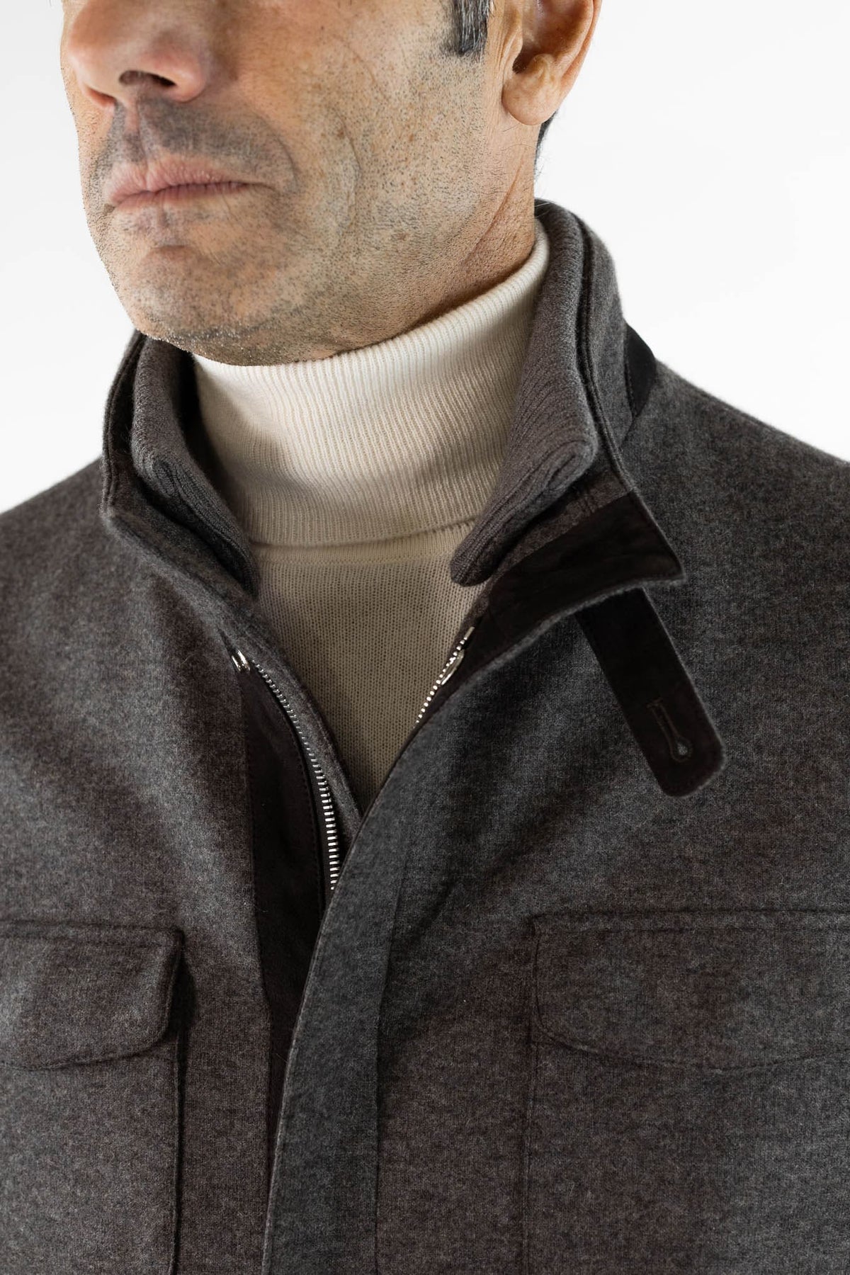 MANDELLI Field Jacket Jersey Cashmere Double Tortora