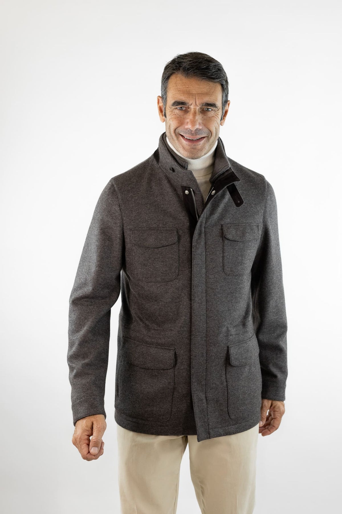 MANDELLI Field Jacket Jersey Cashmere Double Tortora