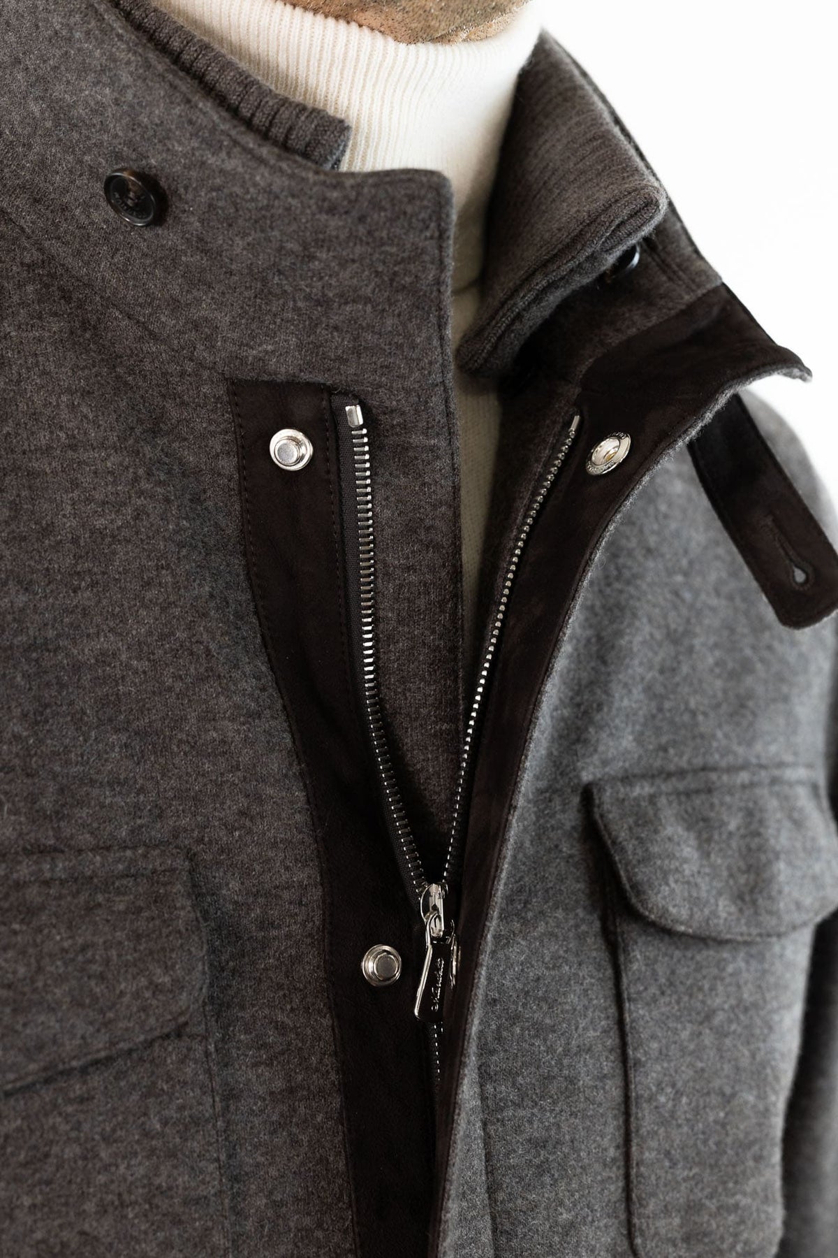 MANDELLI Field Jacket Jersey Cashmere Double Tortora