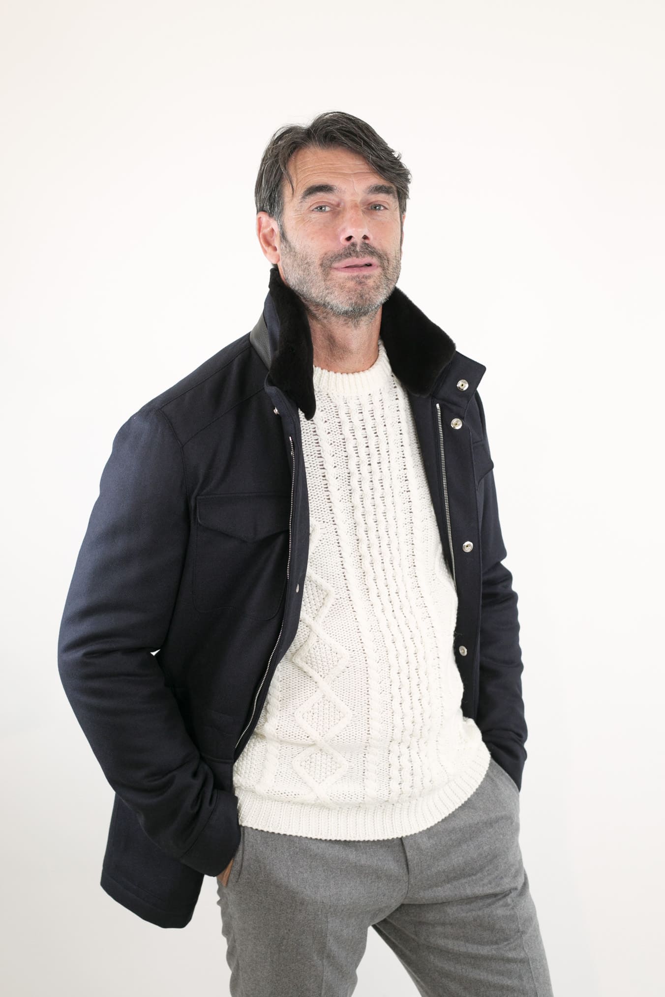 MANDELLI Field Jacket Storm System Loro Piana Blu
