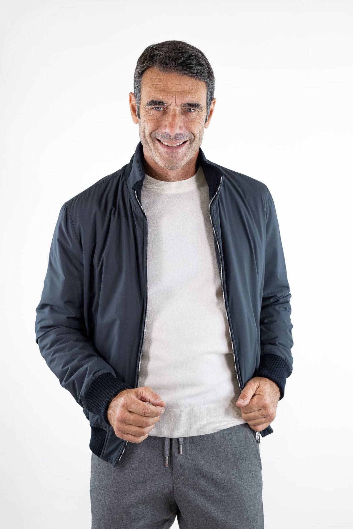 MANDELLI Giubbino Airstop Cashmere Tessuto Loro Piana Blu