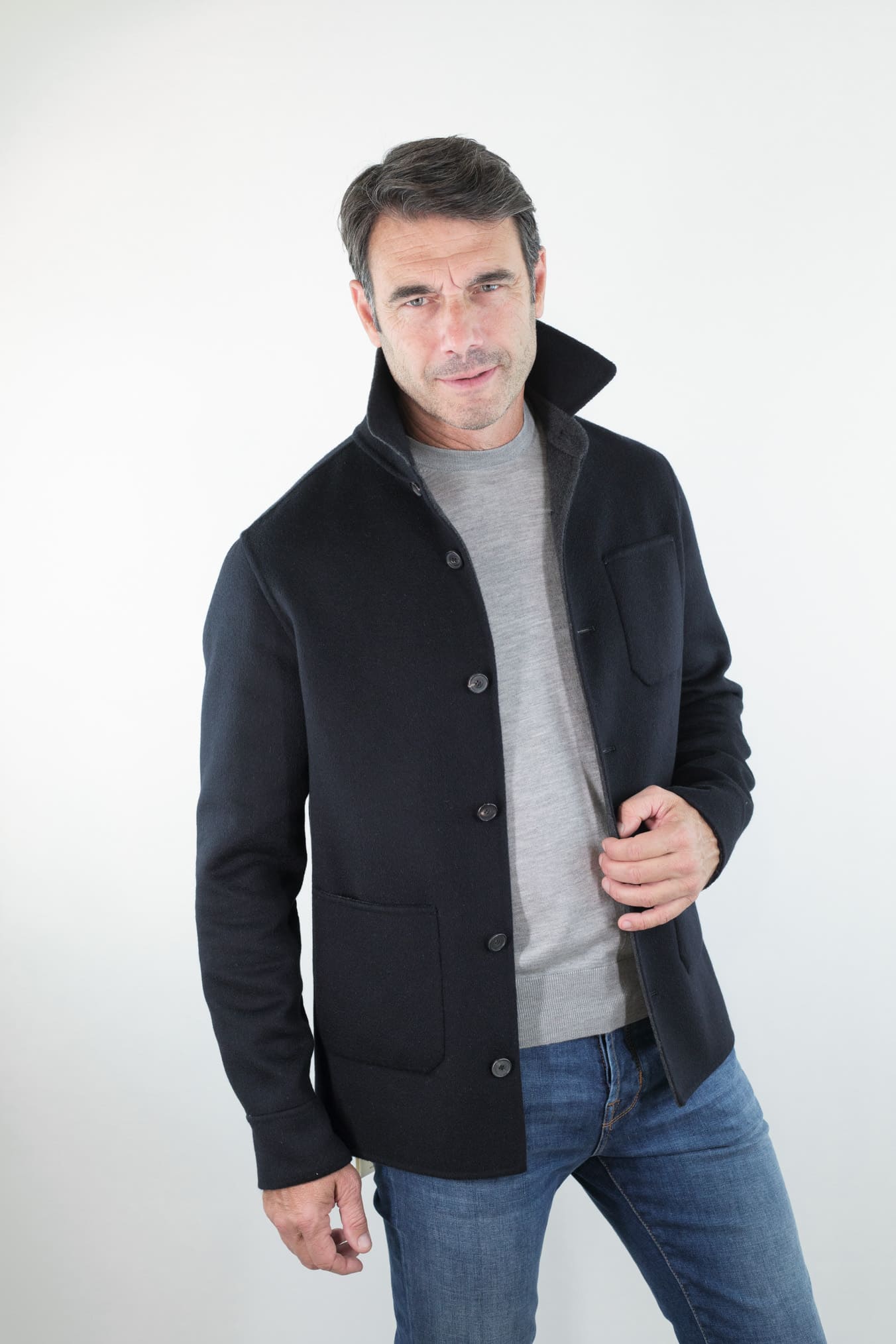 MANTO Giacca Sportiva Cashmere Double Blu Scuro