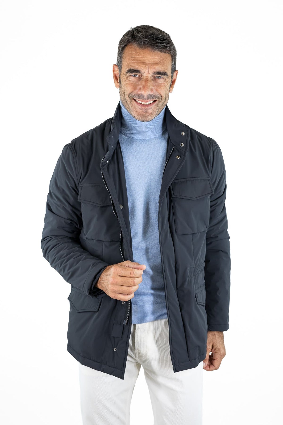 MANTO Field Jacket "Quattro" Tessuto Tecnico Blu