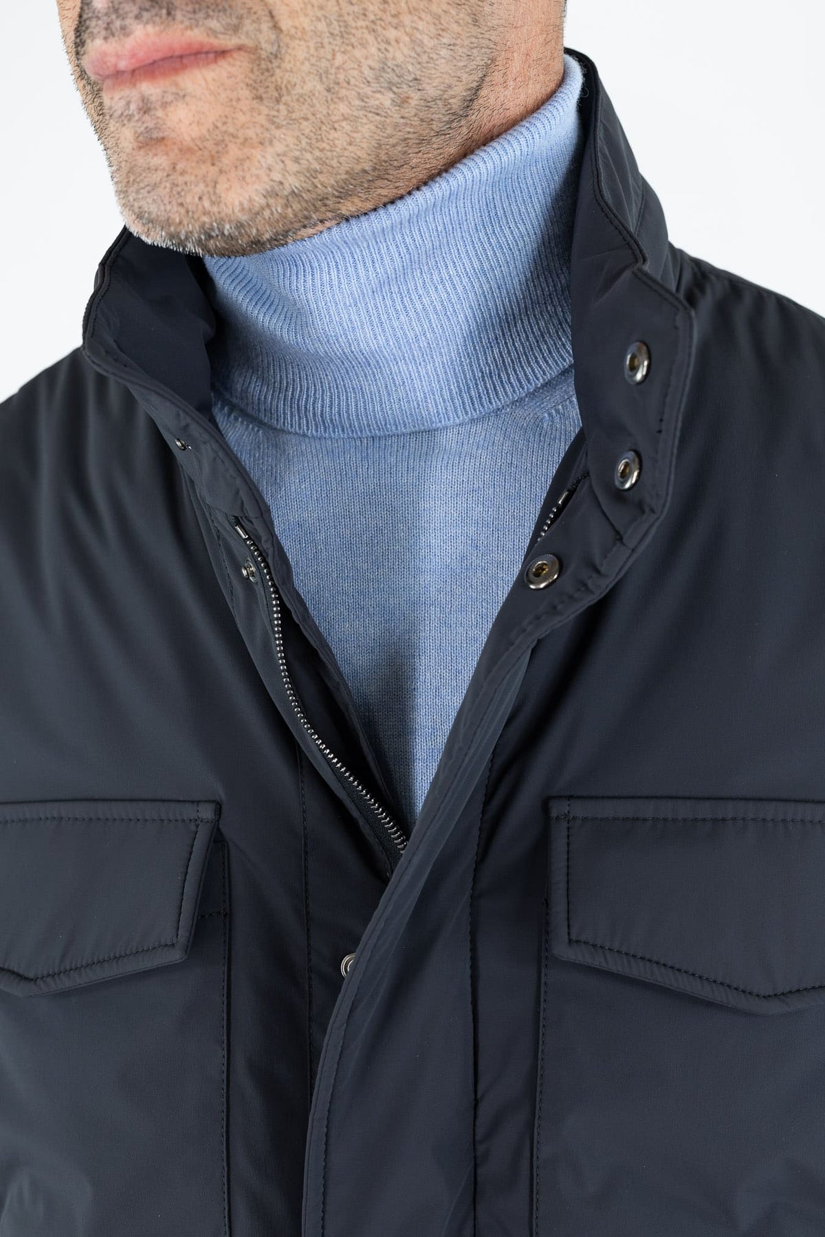 MANTO Field Jacket "Quattro" Tessuto Tecnico Blu